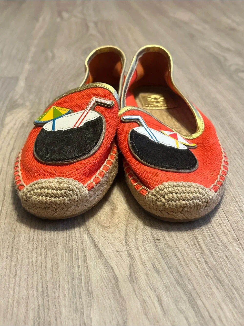 Tory Burch Coco Coconut Cocktail Embellished Espadrille Flats, Size 6.5 - Picture 2 of 6